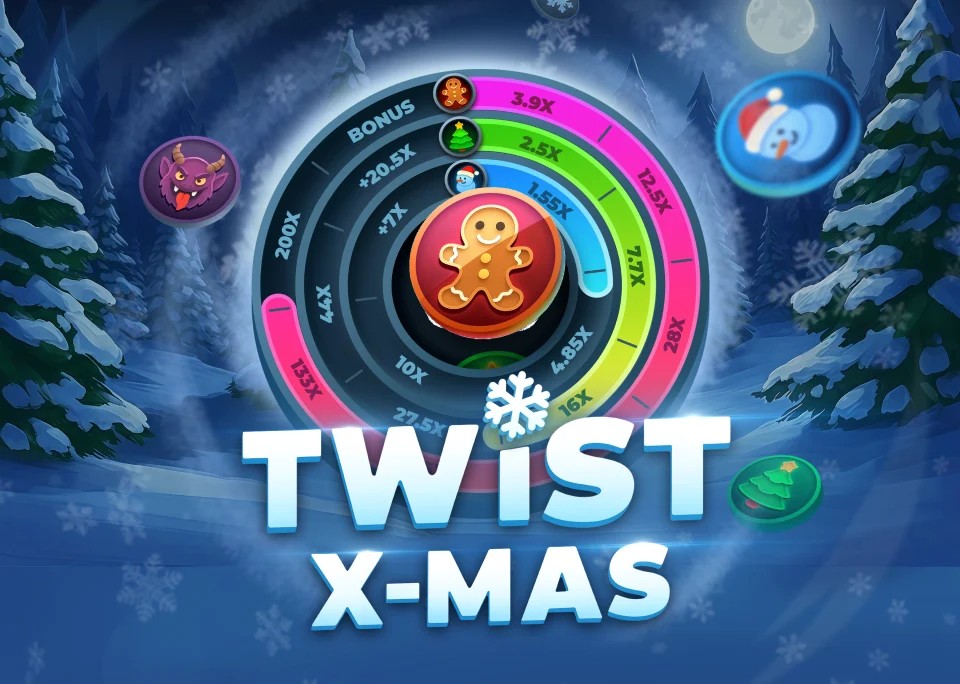 Twist X-mas online game logo by InOut on goldenpandascasino.nl